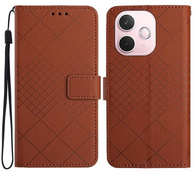 Coverup Hoesje - Geschikt voor OPPO A5 Pro 5G Hoesje - Coverup Rhombus Book Case - Bruin