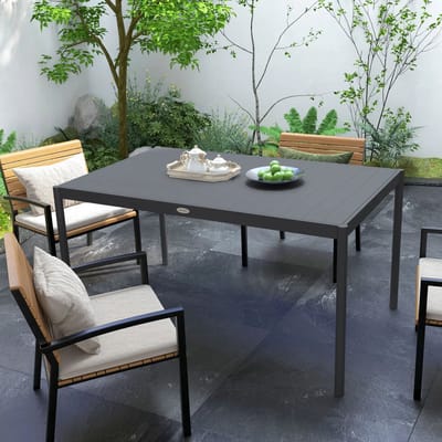 Pugsdrly Tuintafel Buiten tafel, weerbestendig, aluminium, 145 x 90 x 74 cm, donkergrijs