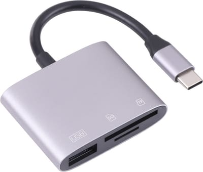 3 - IN 1 USB-C naar USB + SD + Micro SD / RF kaartlezer adapter kabel - geschikt voor o.a. Macbook, Laptop en Android - grijs