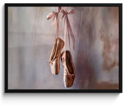 Poster in lijst - Fotolijst 70x50 cm - Posters - Balletschoenen - Satijn - Aardetinten - Posterlijst zwart - Decoratie - Wanddecoratie woonkamer - Muurdecoratie slaapkamer