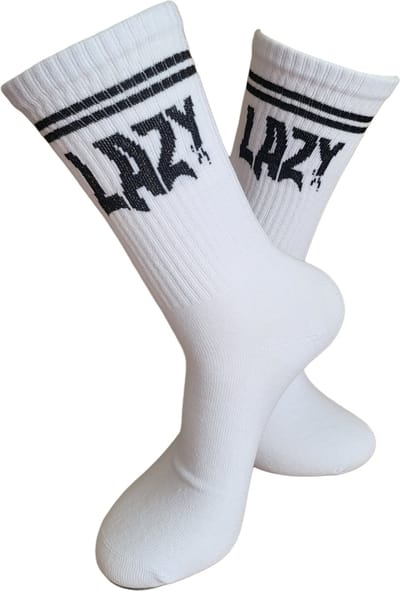 Verjaardags cadeau - Lui Sokken - Lazy - leuke sokken - vrolijke sokken - witte sokken - tennis sokken - sport sokken - valentijns cadeau - sokken met tekst - aparte sokken - grappige sokken - Sokken waar je vrolijk van wordt - maat 37-44