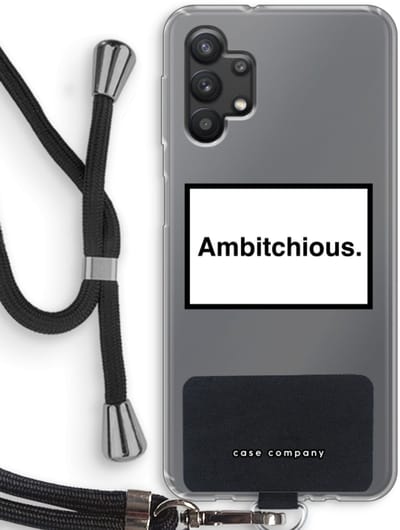 Hoesje met koord geschikt voor Samsung Galaxy A32 5G hoesje met Koord - Ambitchious - Telefoonhoesje met Zwart Koord - Bescherming aan alle Kanten en Over de Schermrand