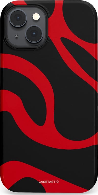 Casetastic hoesje geschikt voor Apple iPhone 14 Plus - MagSafe - Dubbellaagse bescherming - Vurige Zwarte Lava Stroom - Fashion Case - Zwart Rood