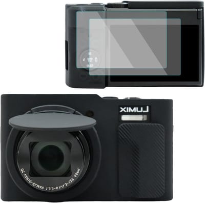 Camera Tas voor Panasonic Lumix TZ99 met 2 Schermbeschermers en Handriem - Zachte en Lichtgewicht Silicone Bescherming