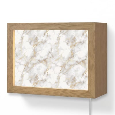 Wandlamp 20x15 cm - Oplaadbaar - Gouden aders - Marmer - Wit - Wandlampen binnen woonkamer - Slaapkamer lamp met kabel - Decoratieve nachtlamp - Vloerlamp snoer