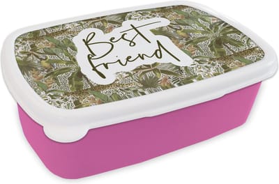 Broodtrommel Roze - Lunchbox - Brooddoos - Beste vrienden - Quotes - Best friend - Spreuken - 18x12x6 cm - Kinderen - Meisje