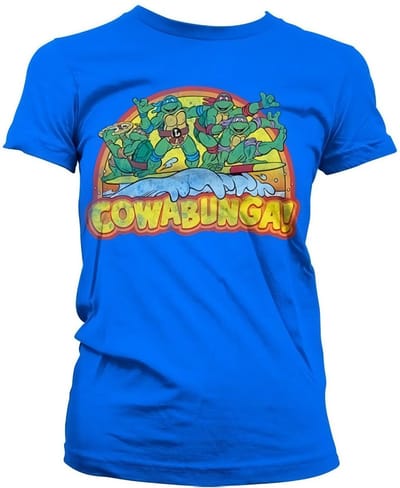 Teenage Mutant Ninja Turtles TMNT Cowabunga Girly T-shirt voor dames, blauw