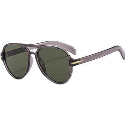 Lunettes de soleil ovales pilote rétro classiques pour hommes et femmes, lunettes de mode à double pont, lunettes d'extérieur pour l'ombrage du soleil, lunettes de conduite, lunettes de protection UV400 1PC gray