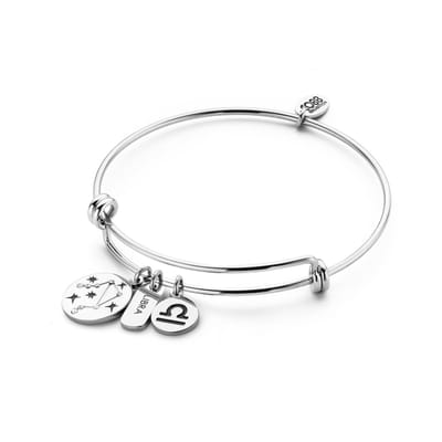 CO88 Collection Zodiac 8CB-90276 Stalen Armband met Hangers - Sterrenbeeld Weegschaal - One-size - Zilverkleurig