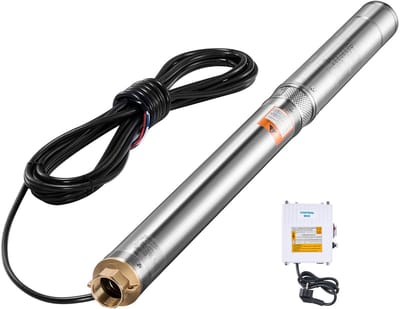 Deepwell Dompelpomp, 550 W Vermogen, 230 V, 53 M Opvoerhoogte, 100 L/Min Debiet, Roestvrijstalen Waterpomp met 20 M Kabel En Externe Regelkast, voor Industrieel En PrivéGebruik