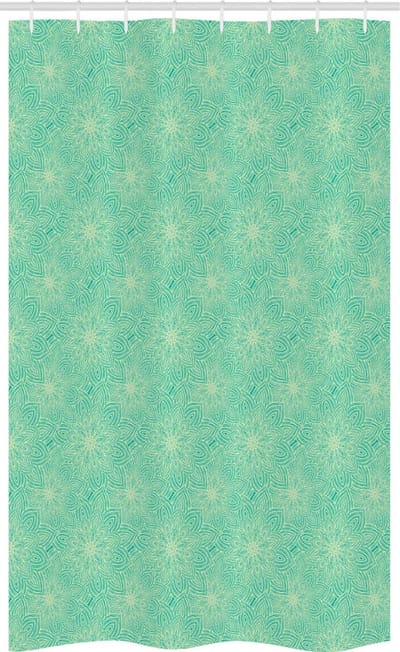 ABAKUHAUS Badkamer Douchescherm – Bloemenpatroon – 120 x 180 cm – Zeegroen & Crème