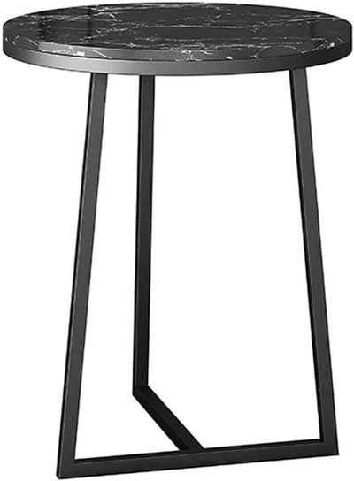 Eindtafel Rond - Smeedeijzer Tafel - Woonkamer Decoratie - Natuursteen Blad - Niet Gespecificeerd - Zwart