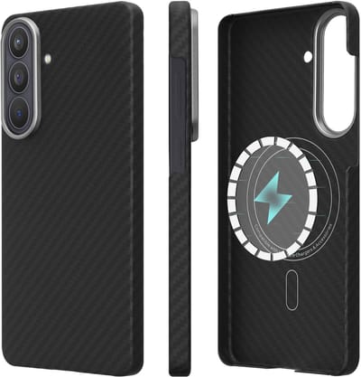 kalibri Hoes voor Samsung Galaxy S26 Plus Hoes - Aramide Telefoonhoes - Cover Case - Compatibel met MagSafe mat zwart