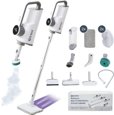 Q-wave Qx01 Stoomreiniger tapijtreiniger vlekkenreiniger - 10 in 1 - Voor alle type vloeren Bank Badkamer en tapijt- 1500 W - 5 meter stroomkabel - 400 ml watertank