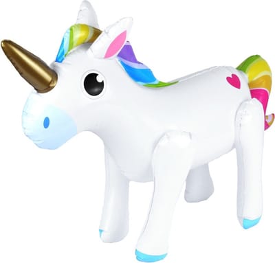 Unicorn thema opblaasbare eenhoorn - wit - 53 x 35 - Eenhoorn feest decoratie/versiering