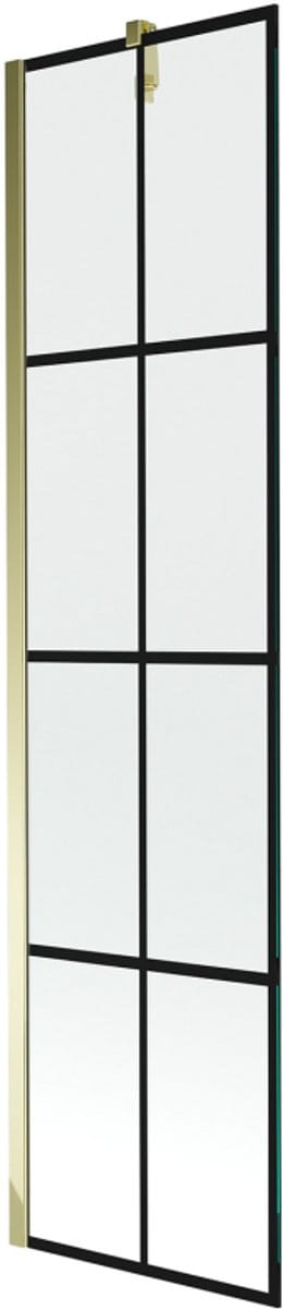 Mexen Next 1-vleugelige badkuipscherm 50 x 150 , zwart rooster, goud - 895-050-000-00-77-50