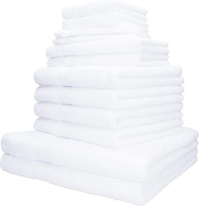 delige handdoekenset Palermo 100% katoen 2 ligdoeken 4 handdoeken 2 gastendoekjes 2 zeepdoekjes 2 washandjes kleur wit