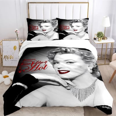 Marilyn Monroe Dekbedovertrek Dekbed Angst Beddengoed Sets Zachte Dekbedhoes En Kussenslopen Voor Tieners Jongen Enkel Dubbel Queen King 140X200cm-2pcs