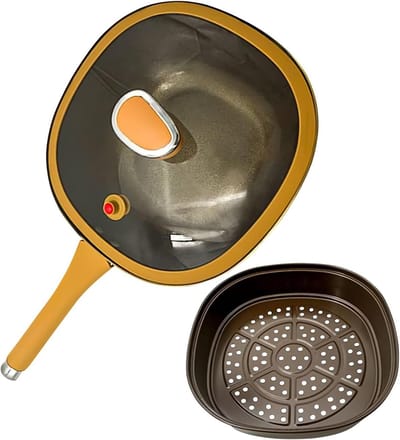 Koekenpan - Koekenpan met deksel - Koken thuis - Natuurlijke antiaanbaklaag - 30 cm - A