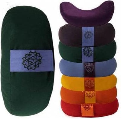 Meditatiekussen groen 4chakra halve maan - 33x13 - Boekweit - Katoen - 1300 - Groen - M