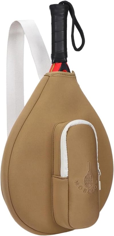 Pickleball Paddle Cover - Badminton Padel Racket Bag - Sports Equipment Protection - Lightweight Neoprene Material - 33x27cm - Brown