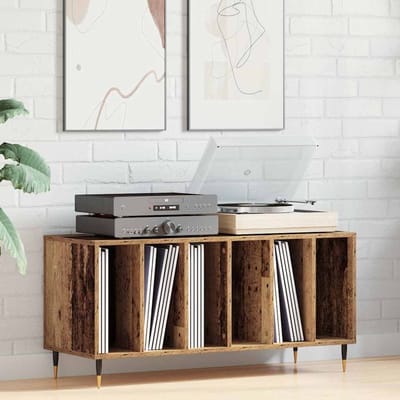 vidaXL Platenkast Oud hout 100 x 38 x 48 cm Bewerkt hout