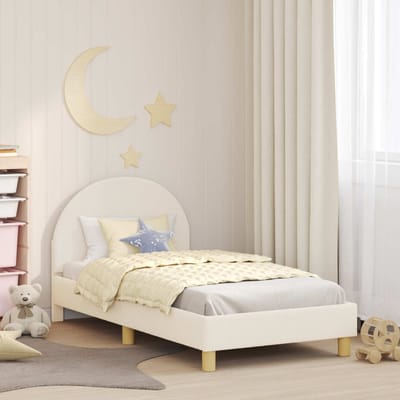 vidaXL - Kinderen - bedframe - met - hoofdboard - Crèmekleurig - 80 - x - 160 - cm