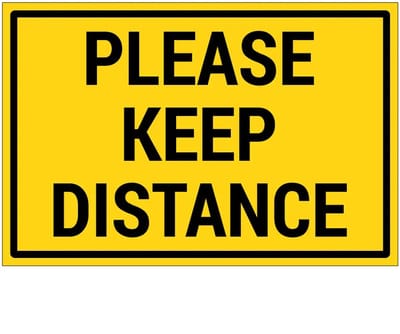 Please keep distance bord | gecoat dibond materiaal | 18 x 12 cm