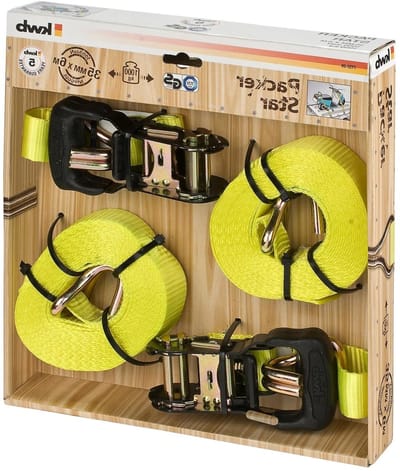 Spanriemen met ratel - Sjorbanden vastzetten - Ladingen zekeren - TÜV/GS-getest - 6 m x 35 mm - Meerkleurig
