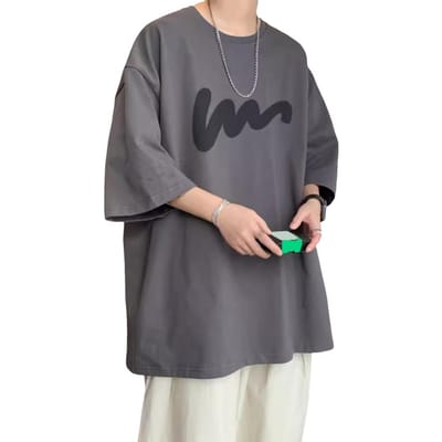 T-shirt d'été pour hommes Manches mi-longues Col rond Coupe ample Grande taille Couleur unie Imprimé Mi-longueur Décontracté Pull Quotidien Vêtement d'intérieur Spor XXXL gris foncé