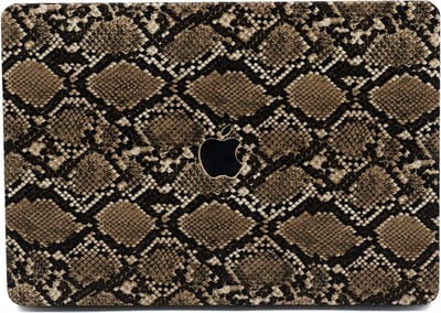 Lunso Geschikt voor MacBook Air 13 inch (2018-2019) cover hoes - case - Snake Pattern Brown