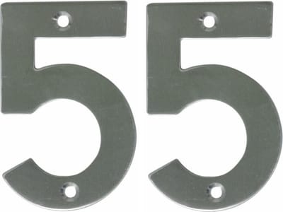 AMIG Huisnummer 55 - massief Inox RVS - 10cm - incl. bijpassende schroeven - zilver