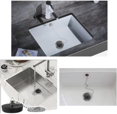 Dailygoods- Wastafelplug Waterdicht - Afvoerstop Gootsteen - Afvoerzeef - Badstop - Rubberen Plug - 40 cm Kogelketting
