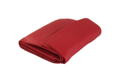 Dubbel overslag beursje / klein leren portemonneetje met dubbele klep afsluitbaar / portemonneetje in rood, paars, roze, groen, navy, blauw, zwart leer / 122