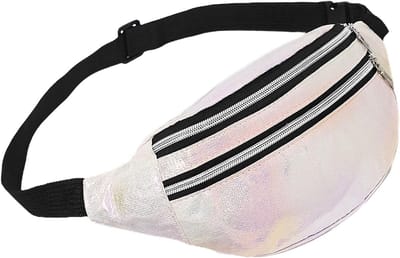 Holografische Heuptas voor Vrouwen, Sport Heuptas, Hardloopriem met Waterdichte Zak en Verstelbare Band, Ideaal voor Buitenactiviteiten, Wit