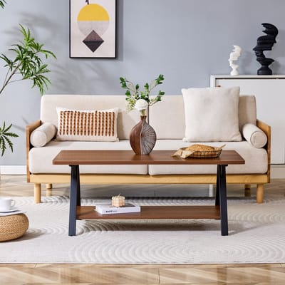 MIVRAY Salontafel - Industrieel Design Met Opbergplank - Voor Woonkamer En Kleine Ruimtes - MDF En Metaal - 110x57x44,5 Cm