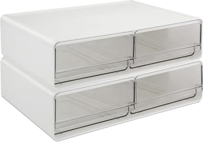 Transparante Lades Make-Up Organizer - Set van 2 Stapelbare Cosmetica-opslag voor Badkamer, Kantoor en Commode