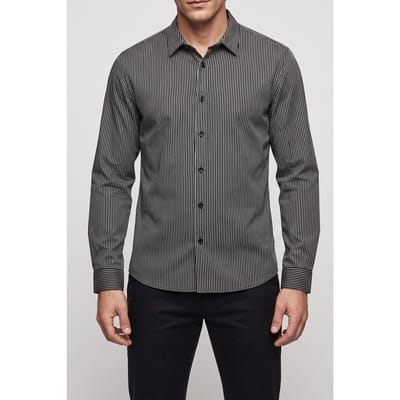 The Kooples Long-sleeved Shirt With Micro-stripes Black White Maat: M | Zakelijke Overhemden Outlet | Heren | Zwart