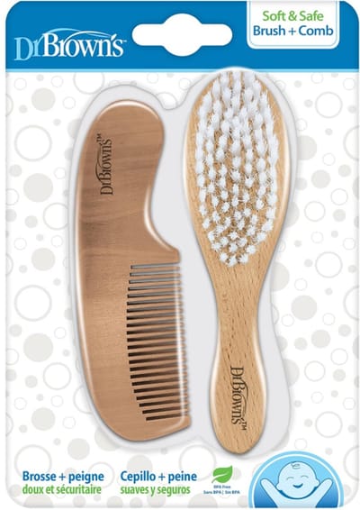 Dr. Brown's Soft & Safe Baby Borstel en Kam – Zachte Baby Haarborstel – Kam voor Baby's en Peuters