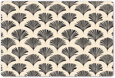 Placemats 45x30 cm - Placemat kunststof - 1 stuk - Waaiers - Botanisch - Zwart - Beige - Borden onderleggers - Decoratie voor op tafel - Keuken tafeldecoratie accessoires - Vinyl onderlegger - Tafelversiering