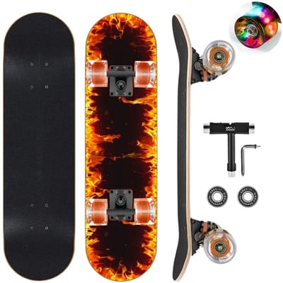 Dailygoods- Skateboard 9 lagen esdoorn - Skateboard voor kinderen/tieners - Skateboard volwassenen - Skateboard wielen met knipperlicht - Skateboard bescherming - Draagvermogen tot 100 kg - Skateboard Voor Beginners
