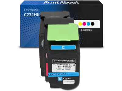 PrintAbout huismerk Toner C232HK/C/M/Y0 4-kleuren Multipack Hoge capaciteit Geschikt voor Lexmark