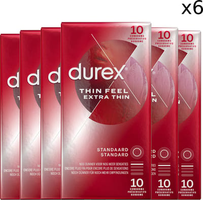 Durex - Condooms - Thin Feel - Extra Thin - 6x 10 stuks