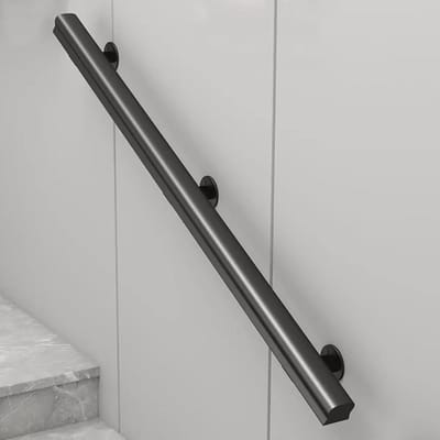 Trapleuning Binnenshuis - Houten Handgreep - Veilige Ondersteuning - Ergonomisch Profiel - 300cm - Zwart