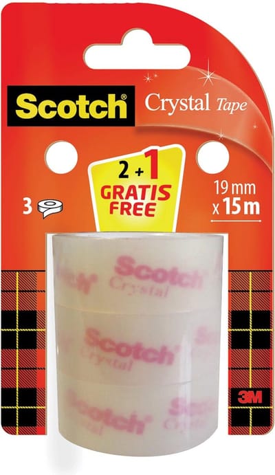 Scotch Crystal plakband formaat 19 mm x 15 m blister 2 + 1 gratis
