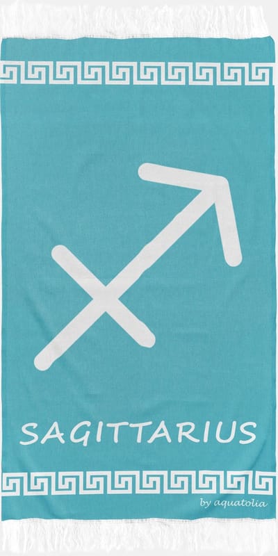 uit Turkije By Aquatolia Hamamdoek Sagitarius Zodiac - 100% Zacht Katoen - Strandlaken - Handdoek - Turkoois - 100cm x 180cm - Originele hamamdoek uit Turkije