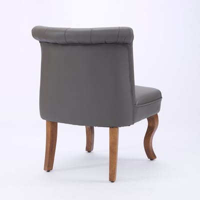 Echt lederen loungestoel in grijs – massief rubberhouten poten, comfortabele fauteuil voor de woonkamer