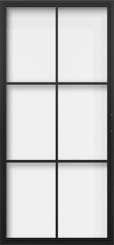 Barnwoodweb 6-Vaks Schuifdeur van Staal en Helder Glas - 100x215 cm - Compleet met Schuifdeursysteem en Deurgreep