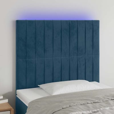 vidaXL - Hoofdbord - LED - 100x5x118/128 - cm - fluweel - donkerblauw