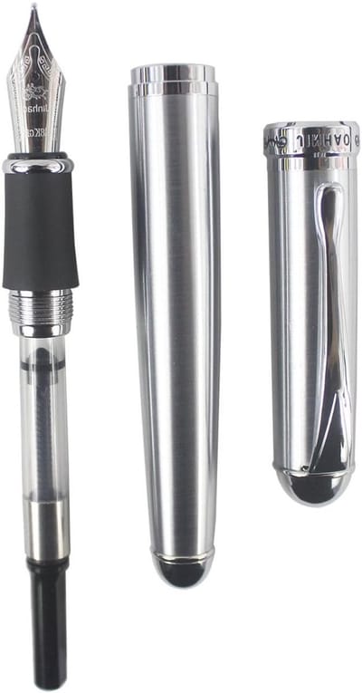Prachtige zilverkleurige vulpen met brede nib - Perfecte geschenkoptie voor schrijfliefhebbers en professionals